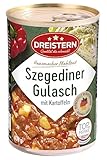 Szegediner Gulasch mit Kartoffeln I leckeres Fertiggericht mit Sauerkraut in der praktischen recycelbaren Konservendose I DREISTERN - Qualität die schmeckt - 400 g