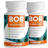 Bor Tabletten 2x365 mit 3 mg Bor aus hochwertigem Borax (Natrium-Borat) - optimal hochdosiert - frei von unerwünschten Zusatzstoffen – laborgeprüft mit Zertifikat - 100% vegan