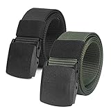 2er Unisex Gürtel Nylon Canvas Belt für Damen und Herren, Stufenlos Verstellbarer Stoffgürtel, Länge 130 cm, Breite ca. 3,8 cm, mit Kunststoff Schnalle MEHRWEG