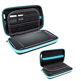 Orzly 3DSXL Case, Aufbewahrungstasche für 3DS XL oder New 3DS XL - Hartschalen Schutzhülle für das Original Modell 3DS XL oder das Nue Nintendo 3DS XL Konsole & Accesoires - BLAU auf Schwarz