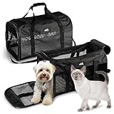 FELLNASE Hundebox Auto Katzen Transporttasche - Das Wohlfühl Hotel für Hund u. Katze - Flugzeug zugelassene Hunde Transportbox Tasche + Staufach 50 x 27 x 29 cm I faltbar Transport Tragetasche