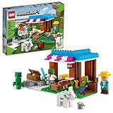 LEGO Minecraft The Bakery Bauset 21184 Spiel-inspiriertes Minecraft-Spielzeug-Set für Kinder, Mädchen, Jungen ab 8 Jahren, mit 3 Minecraft-Figuren und Ziege, mit Dorf und Schatztruhe Zubehör,