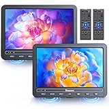 NAVISKAUTO 10,5 Zoll DVD Player Auto 2 Monitore Mit Eingebauter 5000 mAh Akku HDMI IN, Tragbarer DVD-Player Auto Fernseher TV Rücksitz Für Kinder 2 Kopfstütze Unterstützt USB/SD-Karte Last Memory