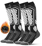 FORVEVO 2 Paar Skisocken Herren 43-46,Merino Wollsocken Gepolsterte,Atmungsaktive Warme Wintersocken,Thermosocken für kaltes Wetter,Outdoor-Sport, Snowboard(Schwarz)