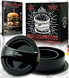 Le Flair® Neuheit 3 in 1 Burgerpresse Set - Hamburgerpresse mit Aufbewahrungstasche - Burger Patty Presse inkl. 50 Blatt Backpapier - Perfektes Grillzubehör Geschenk für Männer I Deutsche Marke