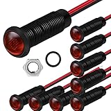 Gebildet 10pcs LED Kunststoff Kontrollleuchte AC/DC 12-24V Montageloch Größe 6mm (Rot)