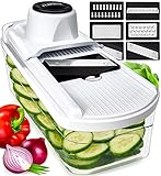 Mandoline Gemüsehobel Gemüsereibe - Gurkenhobel Dünne Scheiben - Reibe für Gemüse - Hobel Gemüse - Küchenhobel Küchenreibe - Küchen Gadgets (7-in-1)