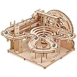 HOTUT Murmelbahn Trackball Modell Bausatz,139 Stück 3D Puzzle Holz Set,Doppelspur Mechanische kugelbahn Holzpuzzle für Kinder 8 Jahre und älter und Erwachsene