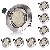 LED Einbaustrahler Flach 230V 5W LED Spots Schwenkbar Deckenspot Warmweiß 3000K, Runden Stahl IP20 Einbauspot für Wohnzimmer, Schlafzimmer, Küche, Büro - 8er Set