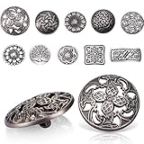 100 Stück Metall Silber Knöpfe Antik Silber Sortiert Metall Knöpfe Blume Dekorative Metall Knöpfe Gemischte Vintage Metall Runde Knöpfe für DIY Handwerk Nähen Dekor