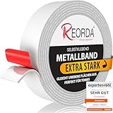 REORDA Metallband selbstklebend Weiß - Ideal für Tonies®-Figuren & -Regale - Magnetband für Magnete I Ferroband I Magnetband selbstklebend I Eisenband (3m)