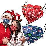 Acewin FFP2 Maske Weihnachten Bunt Erwachsene, Weihnachtsmaske Mundschutz FFP2 CE Zertifiziert 5 Lagige Staubschutzmaske Groß Hocheffiziente Filtration Einzeln Verpackt