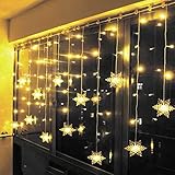 Klighten LED Lichterkette Vorhang Leuchtvorhang Mit 8 Modi 96 LED Lichtervorhang Romantisch Licht Schnur String Fairy Lights für Weihnachts- und Winter- Dekoration Warmweiß 3.5 * 0.65M