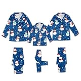 Passende Weihnachtspyjama-Sets für die Familie Weihnachtspyjamas Nachtwäsche Weihnachtspyjamas für Frauen/Männer passende(A40 Blue,A07)