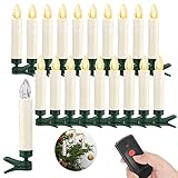 20Pcs Weihnachten LED-Kerzen Wireless, batteriebetriebene flammenlose Weihnachtsbaum Kerzen mit Remote/Clips, warmes weißes Licht für Home Indoor Outdoor Weihnachtsdekoration, Hochzeit, 1.5cm x 9cm