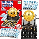 104-teiliges Spiele-Set * Bingo * | mit 90 Kugeln, 12 Karten mit 180 Bingochips | Lotto Spieleklassiker zum Kindergeburtstag, Party und Freizeit