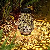 JOYCREATOR LED Solarlaterne für außen, Garten Deko Metall Solar laterne für Außen mit IP65 Wasserdicht, Hängend Solarlampe Garten Balkon Terasse Geschenk (Schwarz)