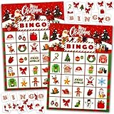 Meanju Weihnachts Bingo Spiel für 32 Spieler,Weihnachten Kartenspiel,Weihnachts Bingo Kinder für Familie,Schule,Klassenzimmer,Winter Partyzubehör,Gastgeschenke