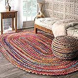 nuLOOM Tammara Handgeflochten Teppich, 90 cm x 150 cm, mehrfarbig, oval