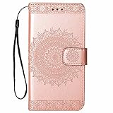 Hancda Hülle für iPhone SE 2016 / iPhone 5S / iPhone 5 Handyhülle Tasche Flip Case Klapphülle Leder Schutzhülle Cover Handytasche Hülle Klappbar Lederhülle Brieftasche Geldbörse Magnet Case,Rose Gold