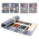 3 Stück Leinwand Stifterolle 36 Stifte Federmäppchen Buntstifte Tasche Bleistift Wrap Organizer Tragbar Stifterolle Mäppchen Bleistifthalter für Künstler Schule Büro