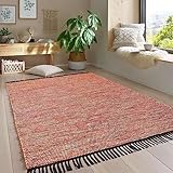 Taracarpet Handwebteppich Borkum Teppich fürs Wohnzimmer, Schlafzimmer und als Küchenteppich geeignet 100% Baumwolle Mehrfarbig 200x290 cm