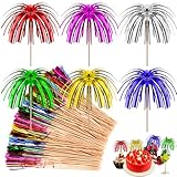 100 Stück Cocktailspieße Cocktail Picks 15cm Bunte Feuerwerk Regenschirme Dekoration Palmen Cocktailschirmchen für Party Getränke Dekoration Fruchtdeckel Bar Snacks