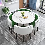 Modernes rundes Esstisch-Set für Zuhause, Büro, platzsparendes Design, 90 x 90 x 75 cm, inklusive 4 Stoffstühlen, stilvolle Empfangsmöbel