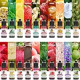 Lebensmittelaroma, Food Flavour Drops - 20 x 10ml Konzentriertes Lebensmittel Flavor Oil Aromaöl zum Backen, Kochen - Flüssiger Lipgloss Flavoring Oil für Getränke, Seifen - Wasser- und öllöslich