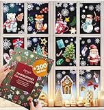 200 Fensterbilder Weihnachten - Weihnachtsdeko Fenster Selbstklebend - Große Fensterbild für Kinder - Aquarell Weihnachtsdeko für Weihnachten Fenster - Weihnachts Fensterbilder XXL