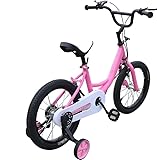 Kaibrite 16-Zoll Universal Kinderfahrrad mit abnehmbaren Trainingsrädern und verstellbarem Sitz Rosa Bick für 5-8 Jahre alt Kinder