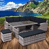 BRAST Gartenmöbel Set Eco | bis zu 9 Personen viele Farben | incl. extra Dicke Kissen | TÜV geprüft | Outdoor Loungemöbel Sitzgruppe Essgruppe Garnitur | Grau/Anthrazit