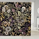 Loussiesd Camouflage Duschvorhang 180x210cm Camo Duschvorhang Textil Baum Zweige Zucker Schädel Tod Motte Floral Duschvorhang Textil Blatt Duschvorhang