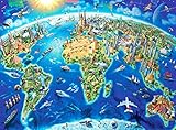 JMbeauuuty Puzzle 1000 Teile Erwachsene Weltkarte Puzzle World Map Puzzle Welt - Wahrzeichen für Erwachsene und Kinder ab 14 Jahren - 70x50cm