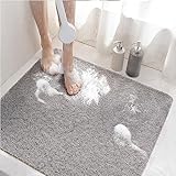 HITSLAM Duschmatte rutschfest, 60x60cm Badewannenmatte rutschfest mit Ablauf, Weiche PVC-Luffa Antirutschmatte Badewanne, Schnell Trocknende Badematte, Grau