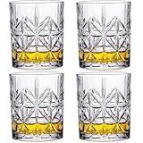 Crystal Whiskey Gläser, Set mit 4 bleifreien Kristall-Whiskygläsern, perfekt für Scotch, Bourbon, Manhattans, Old Fashioned's, Cocktail (300 ml)