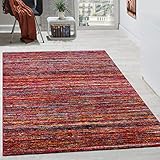 Paco Home Teppiche Modern Wohnzimmer Teppich Spezial Melierung Rot Multicolour Meliert, Grösse:200x290 cm