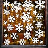 Alintor Fensterbilder Weihnachten Selbstklebend, PVC Weihnachtsdeko Fenster, Schneeflocken Weihnachtsdeko Innen, Deko Weihnachten, Fensterdeko Weihnachten, Fenstersticker Weihnachten