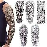 Full Arm temporäre Tattoos, Camelize Tattoo Körperkunst,extra temporär Tätowierung,Klebe Tattoo Sticker,Fake Arm Tattoos Aufkleber für männer Frauen (5 Blätter)