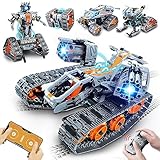 HOGOKIDS Technik Ferngesteuert Bauspielzeug mit LED Licht - 5 in 1 RC Roboter Tracked Racer mit App & Fernsteuerung, 604 Stück Technic Panzer Auto Spielzeug für 6-12+ Jahre alte Kinder Jungen Mädchen