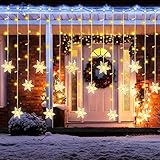 Koicaxy LED Lichtervorhang Schneeflocke, 94 LED 1.8m Schneeflocke Lichterketten m mit 8 Modi und Timer für Weihnachten für Innen,Außenlichterkette Wasserdicht Dekoration,Garten,Party Deko (Warmweiß)