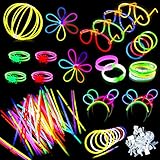 GOLDGE 224 Stück Knicklichter Party Set mit 100 Leuchtstäbe Knicklichter, Kinder Leuchtarmbänder | Knicklichter Kinder | Neon Leuchtstäbe Party Pack für Hochzeiten Partys Geburtstage Silvester Deko