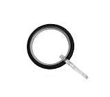 GARDINIA Gardinenringe mit Gleiteinlage und Gardinenhaken, Metall, Für Ø 25 mm, Schwarz matt, 10 Stück