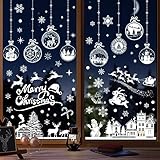 Baynetin 245 Stück Weihnachten Fenstersticker, Weiß Weihnachten Fensterbilder, Doppelseitige Wiederverwendbare Statisch Haftende PVC Aufkleber für Weihnachten Dekoration (10 Blatt, 20x30cm)