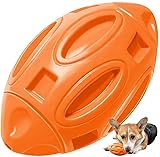 Taozoey Gummi-Kauball mit Quietscher, Quietschende Gummi Rugby-Kauball, Fast Unzerstörbares und Langlebiges Interaktives Haustierspielzeug für Mittelgroße und Große Rassen (Orange)