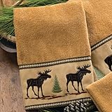 Schwarz Forest Decor Rustikal Western Baumwolle Badezimmer Küche Handtuch Moose & Pine Hand Towel