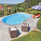 well2wellness® Sunny Pool Ovalbecken Set – Schwimmbecken, Relax Pool, Ovalpool 630 x 360 x 120 cm, Stahlwandpool Komplettset 0,6mm, Innenhülle blau 0,6mm, PVC-Handlauf blau