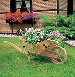 Beauty.Scouts Pflanzkarre Blumenkarre Marita Blumenkarre honigbraun wetterfest 145x56x52cm Blumenkasten Blumenschubkarre Pflanzschubkarre Pflanzenkarre Gartendeko