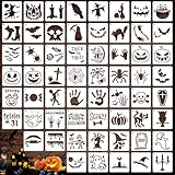 OOTSR 60Stk Schablonen Set,7.6cm Zeichnung Malschablonen DIY Schablonen Kinder Scrapbooking Wiederverwendbar Kunststoff Basteln Holz Halloween Deko