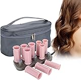 Qivine 10 Stück Lockenwickler Aufheizbar Elektrisch Hair Curler mit Tasche, 2.5cm und 3cm 160 Grad Thermostat Lockenstab, Ionen Technologie Heizwickler für Seidige langanhaltende Locken